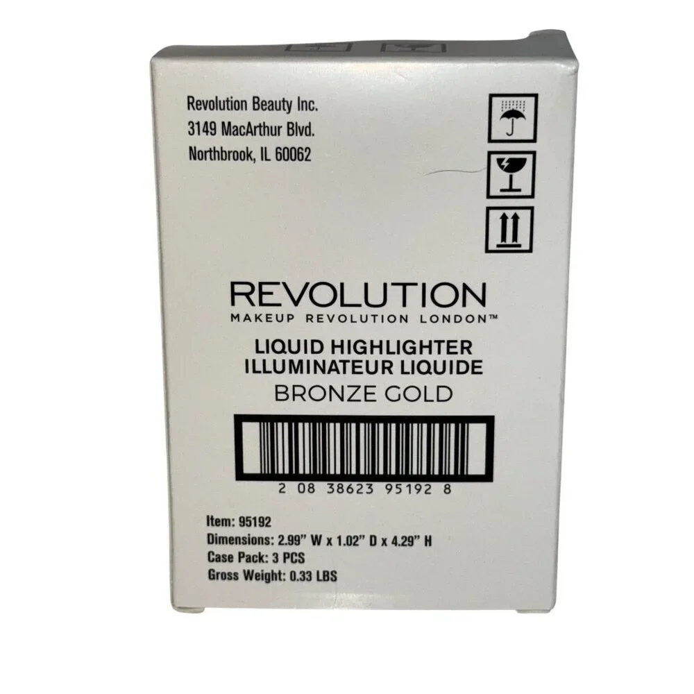 Makeup Revolution Bronze Gold Liquid Highlighter 0.61oz / 18g – Lot of 3 – New